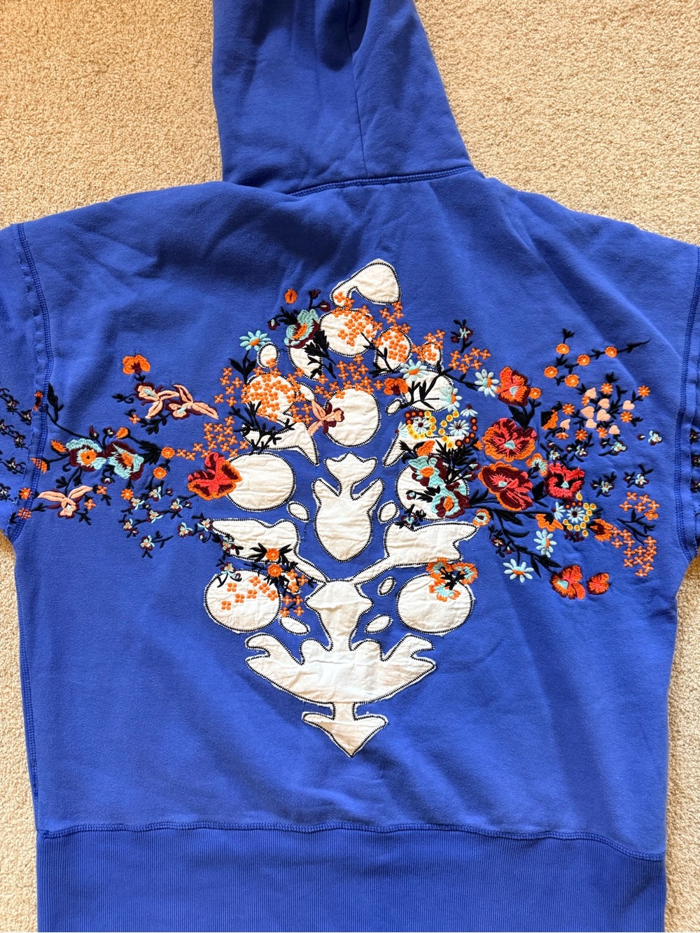 FP Movement At My Best Hoodie Blue Floral Embroidered Appliqué, Small